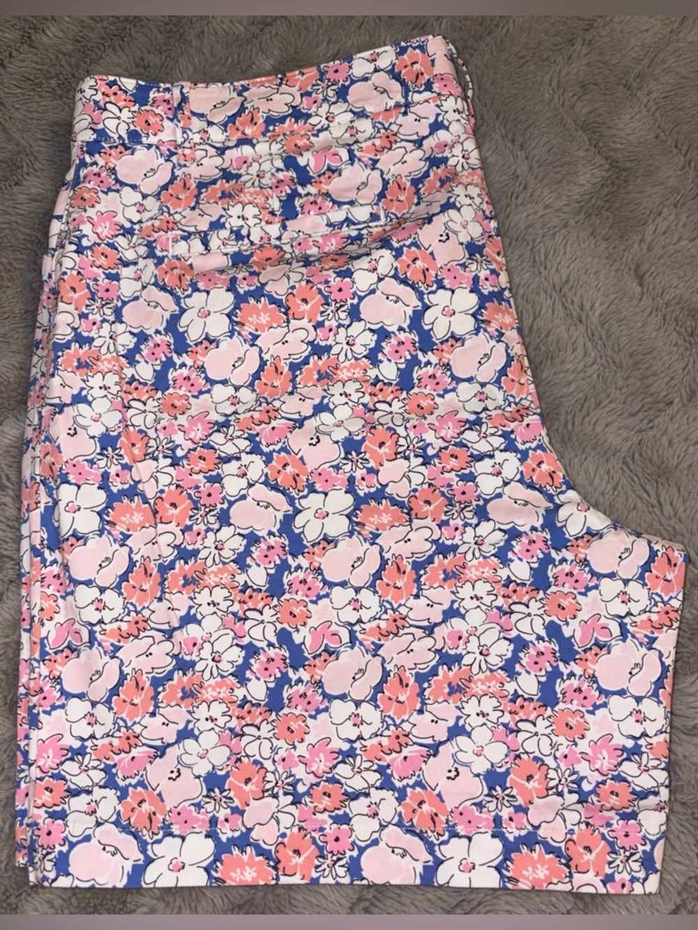 Talbots blue/pink floral print cotton blend bermuda shorts Size 16